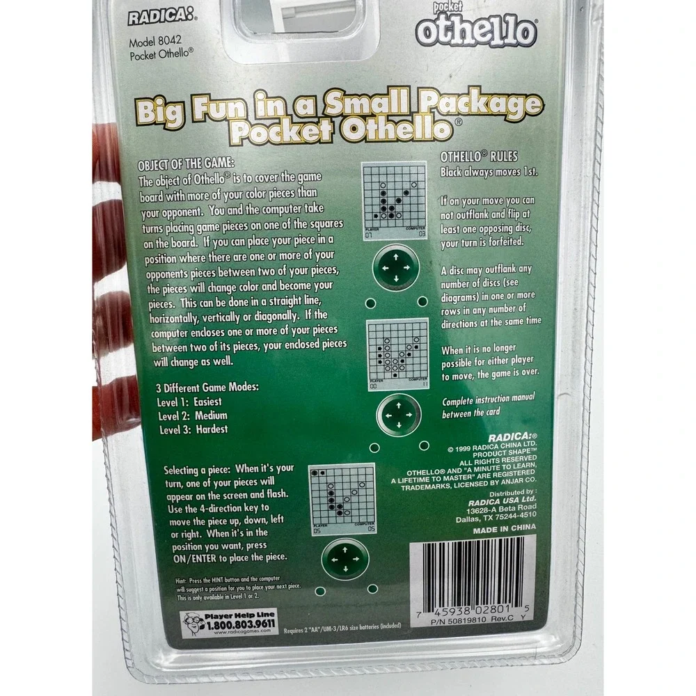 Vintage 1999 Radica Pocket Othello Handheld Electronic Game - New Sealed NOS